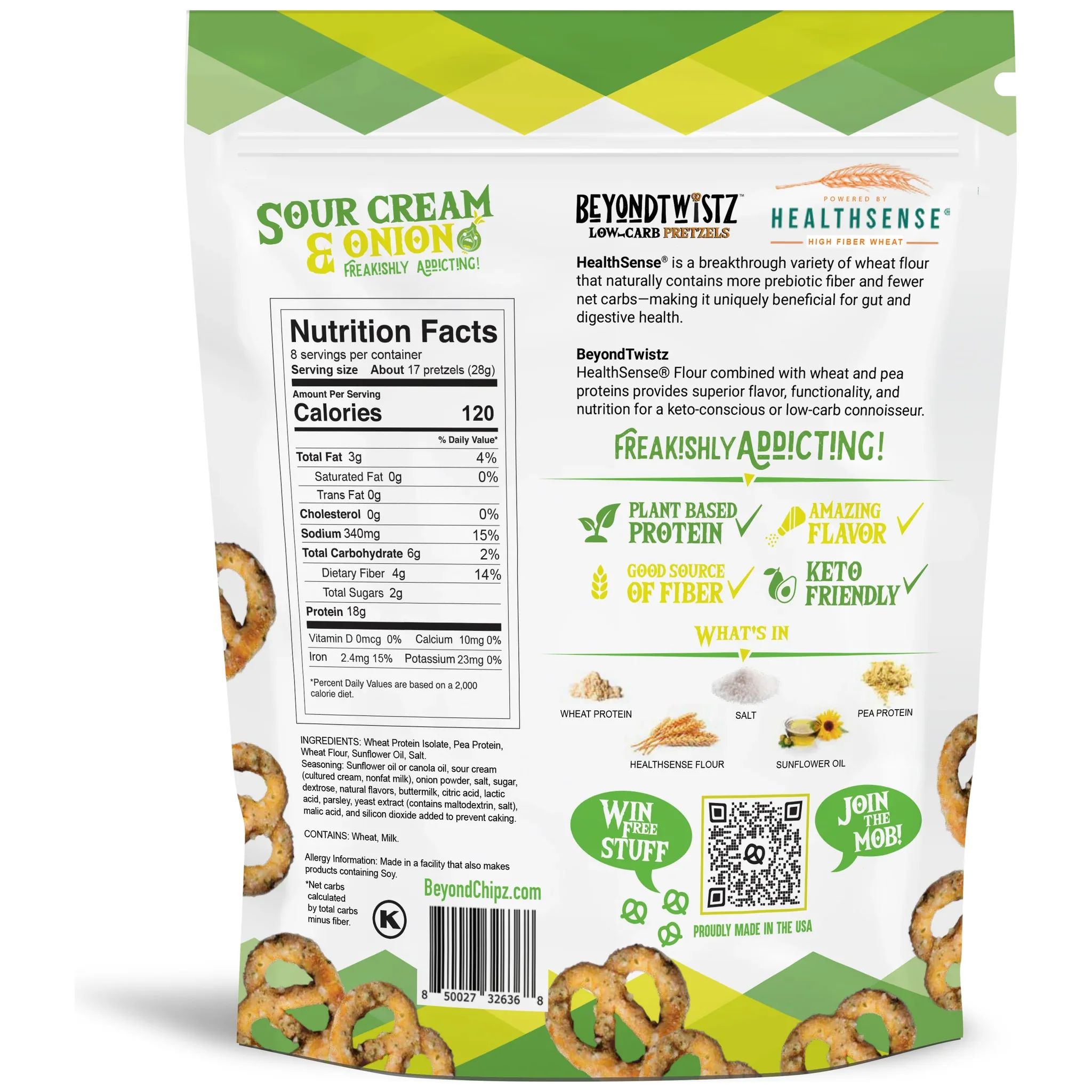 BeyondTwistz - Low Carb Pretzels - Sour Cream & Onion - 227g - Image 2