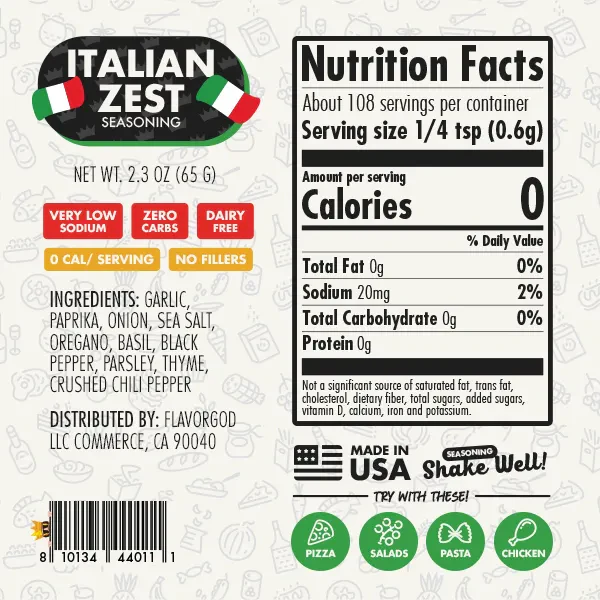 Flavorgod - Zero Carb Seasoning - Italian Zest - 65g - Image 2