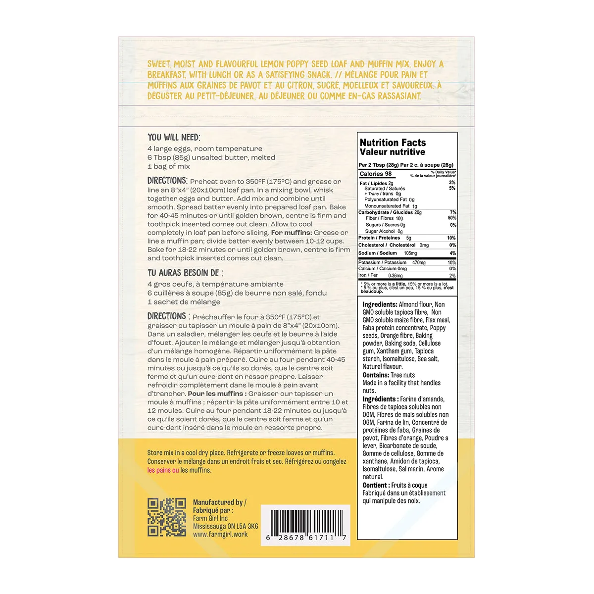 Farm Girl - Gluten Free Keto Baking Mix - Lemon Poppy Seed - 12.3 oz. - Image 2