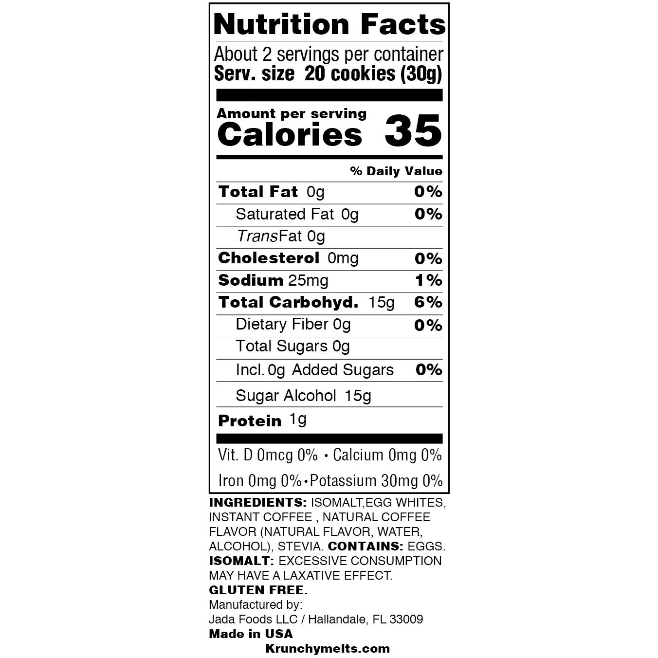 Krunchy Melts - Sugar Free Meringue - Cappuccino - 57g - Image 2