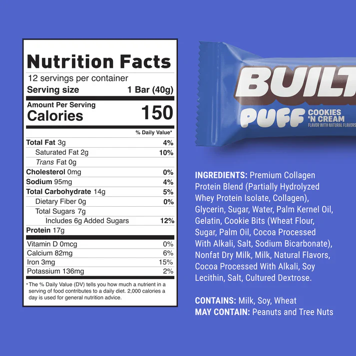 Built Bar - Protein Puff - Cookies N' Cream - 41g - Image 2