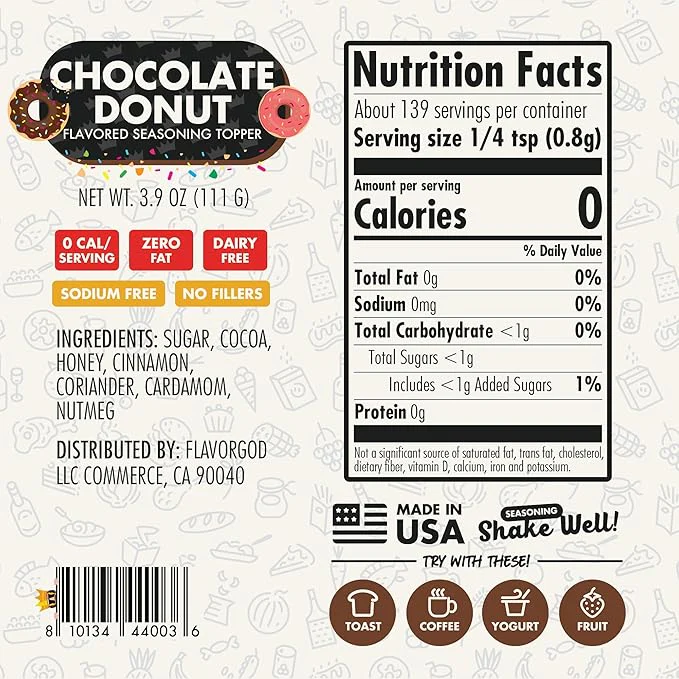 Flavorgod - Zero Calories Topper - Chocolate Donut - 111g - Image 2