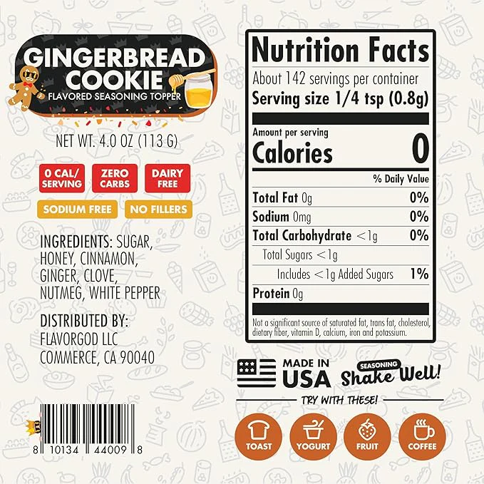 Flavorgod - Zero Calories Topper - Gingerbread Cookie - 113g - Image 2
