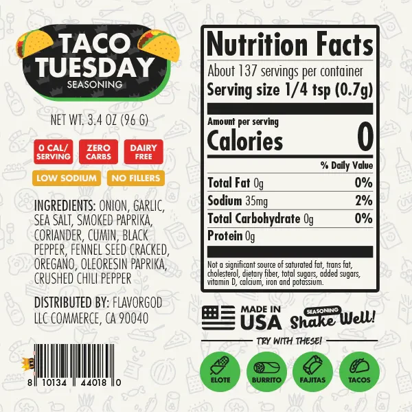 Flavorgod - Zero Carb Seasoning - Taco Tuesday - 96g - Image 2