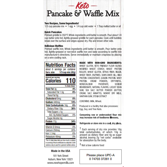 New Hope Mills No Sugar Added Pancake & Waffle Mix 9 oz - Image 2