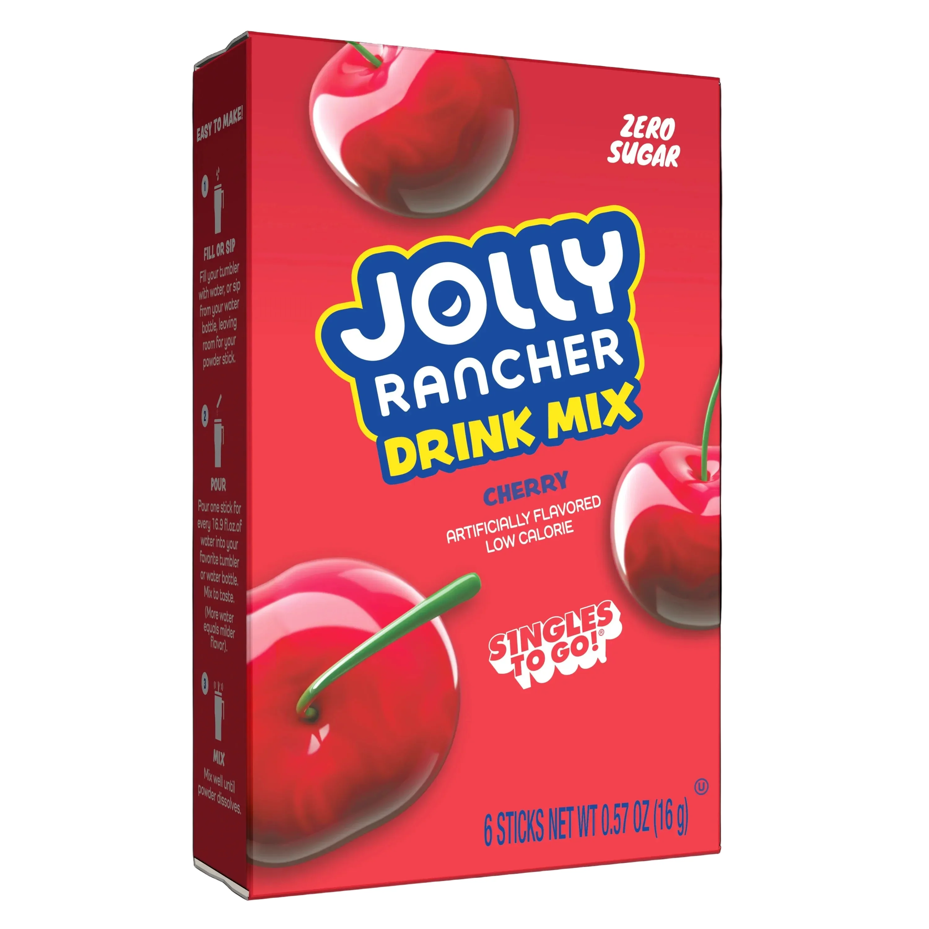 Jolly Rancher Zero Sugar Singles-to-Go - Cherry - 6 sticks