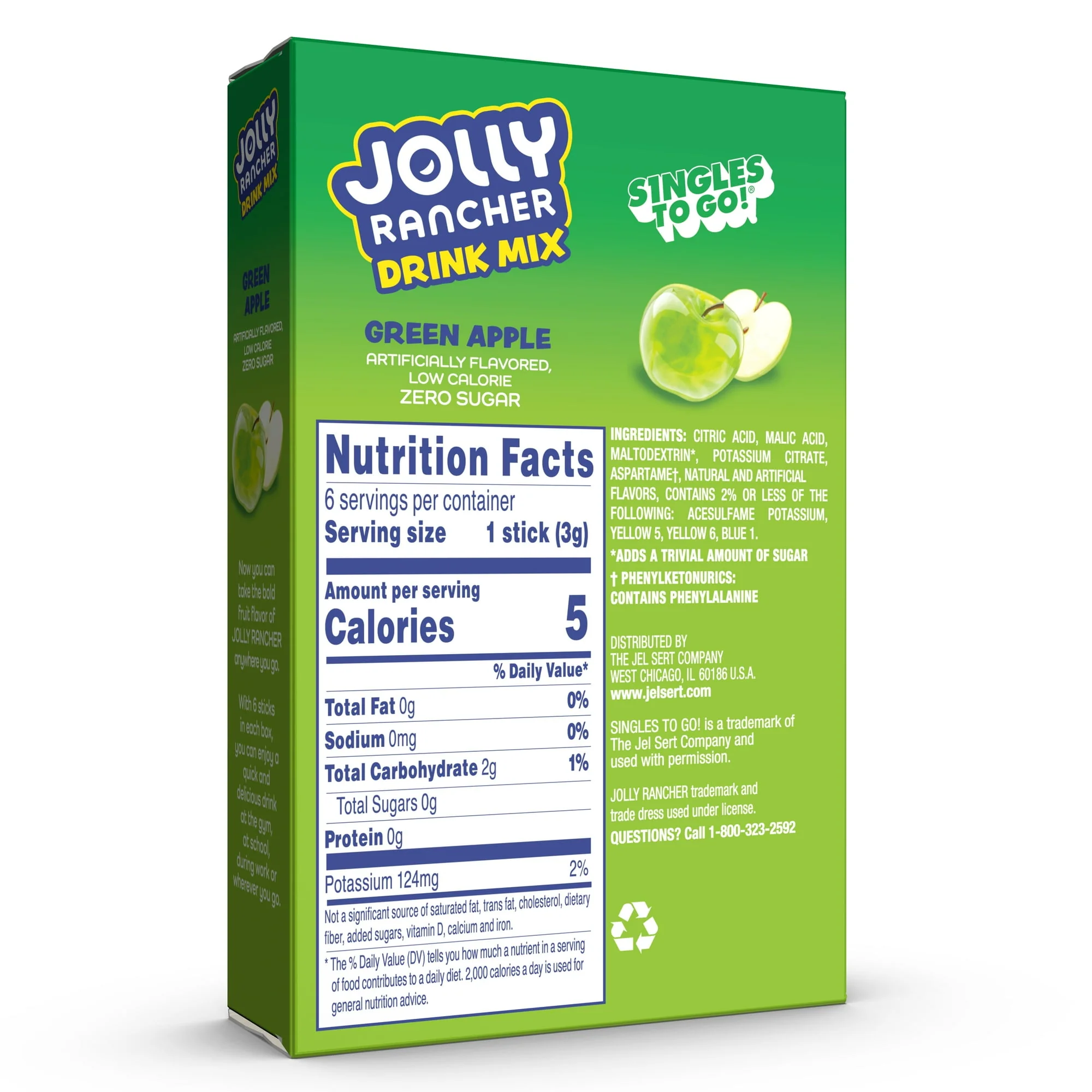 Jolly Rancher Zero Sugar Singles-to-Go - Green Apple - 6 sticks - Image 2