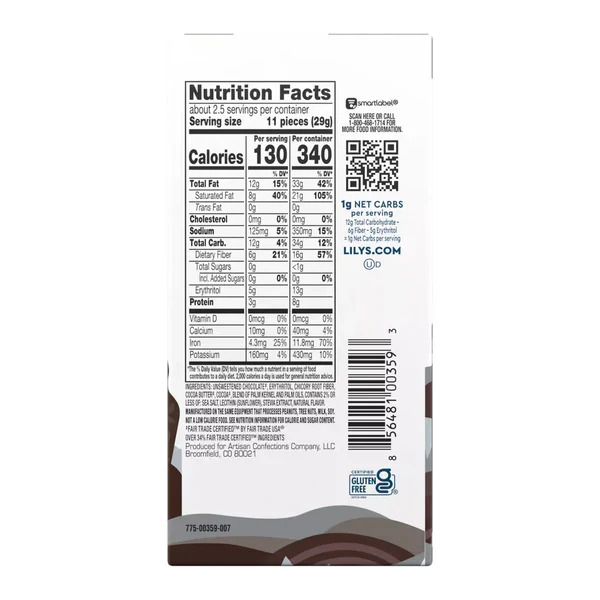 Lily's - Dark Chocolate Bar - Sea Salt Extra Dark 70% - 80 g - Image 2