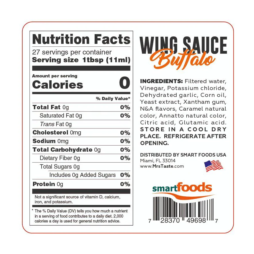 Mrs Taste - Zero Calories Sauce - Buffalo Wing - 10oz - Image 2