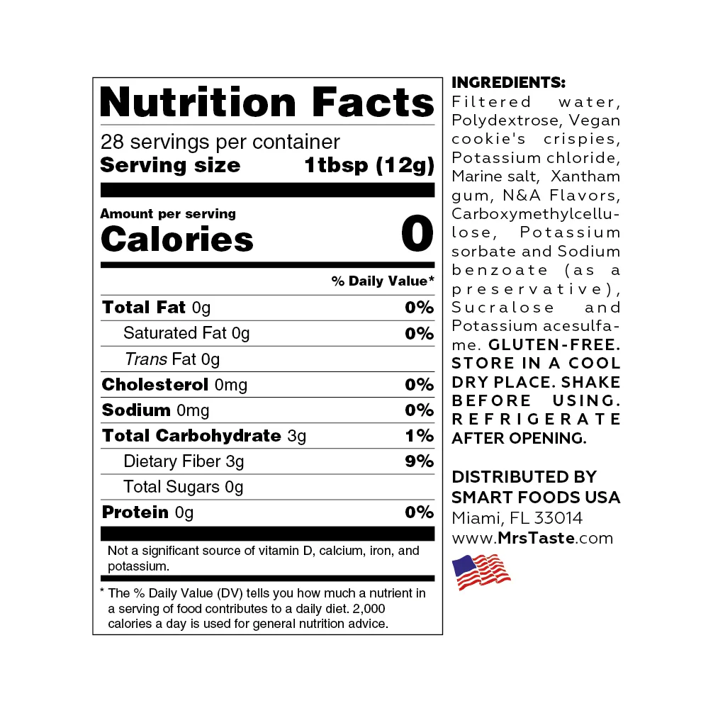 Mrs Taste - Zero Calories Syrup - Cookies N' Cream - 11oz - Image 2