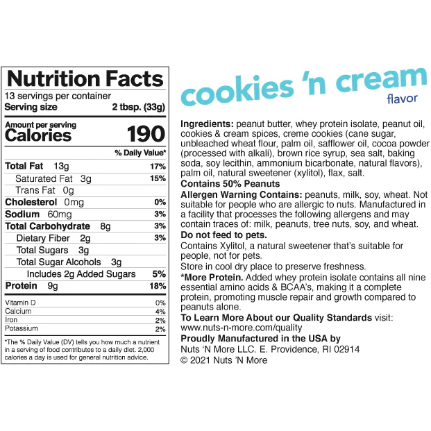 Nuts N More - High Protein Spread - Cookies N Cream - 16 oz - Image 2