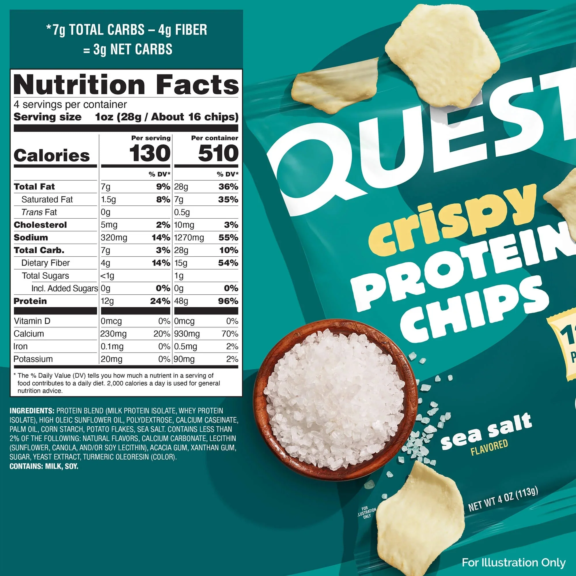 Quest Crispy Protein Chips - Sea Salt - 113g - Image 2
