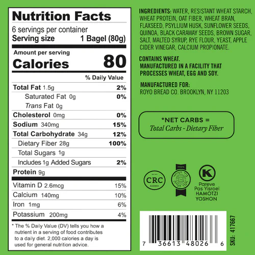 Royo Bread Company - Low Carb Bagels - Super Seed - 6 bagels - Image 2