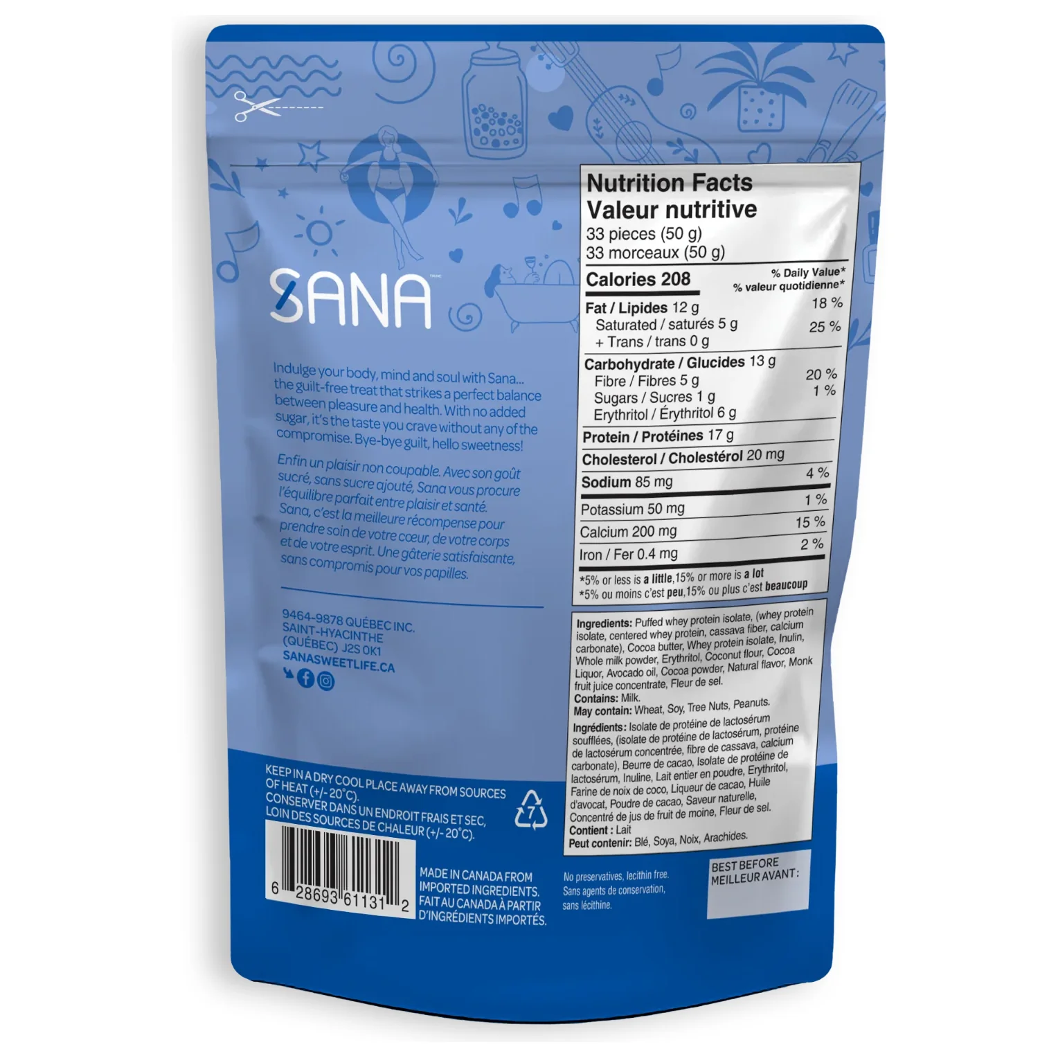 Sana - Chocolate Snacks - Cookies and Cream Crunchy chocolate style protein bites - 100g - Image 2