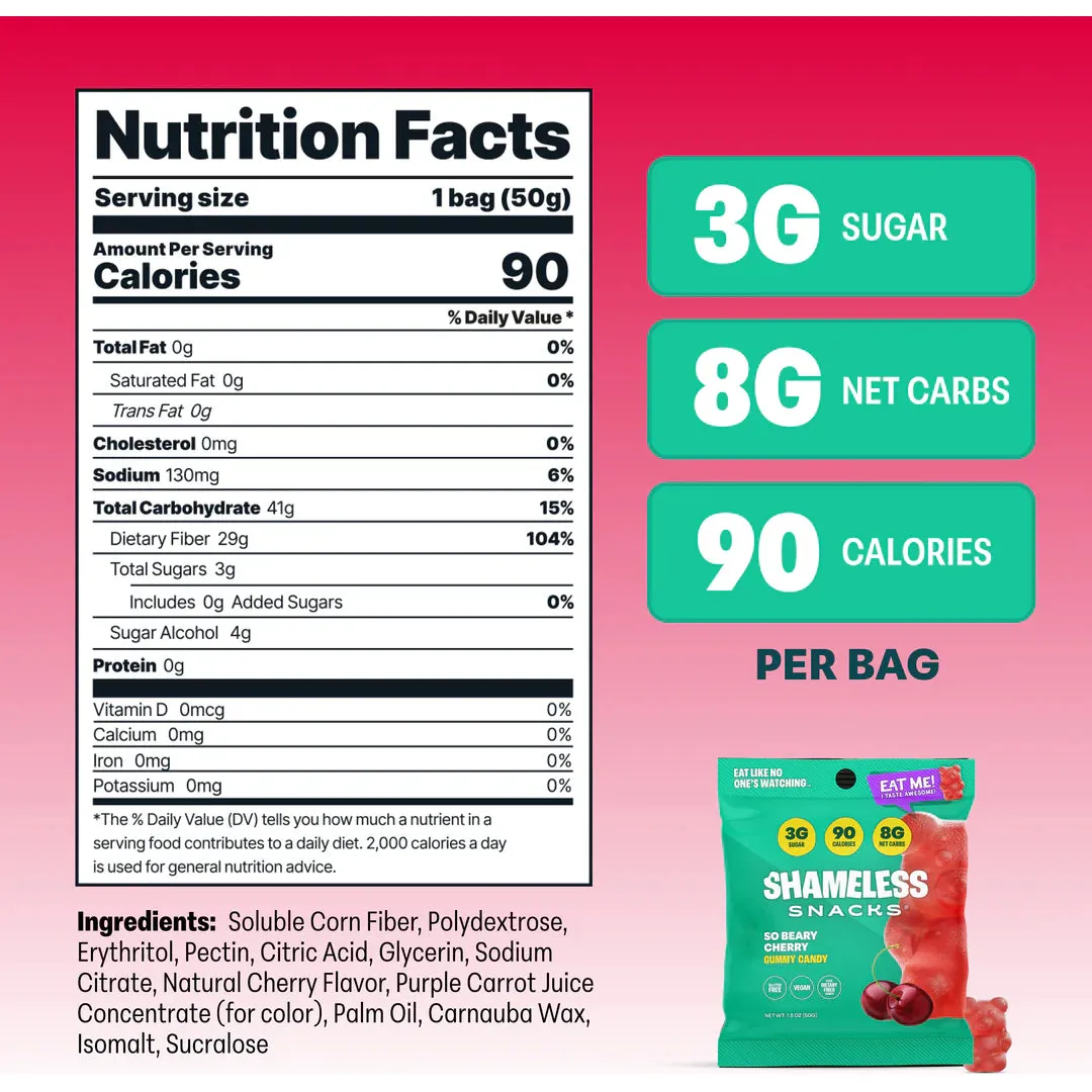 Shameless Snacks - Gummy Candy - So Beary Cherry - 50g - Image 2