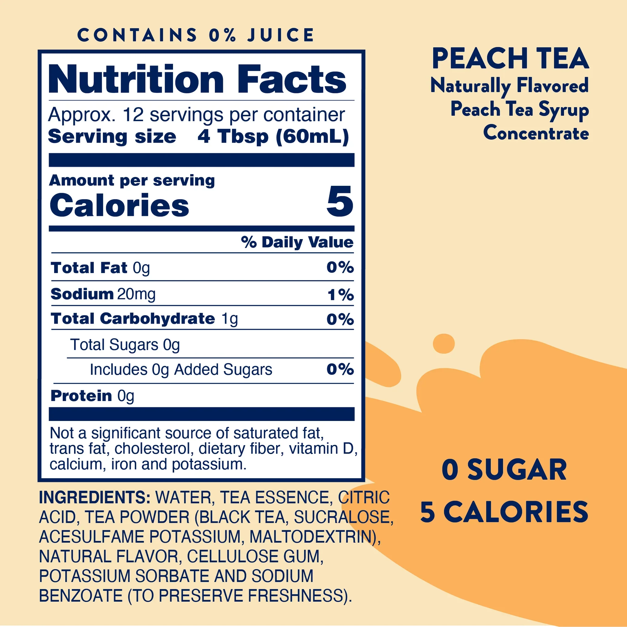 Skinny Mixes - Sugar Free Peach Tea Syrup Concentrate - 750ml - Image 2