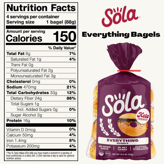 Sola - Keto Friendly Bagel - Everything - 12 oz bag - Image 2