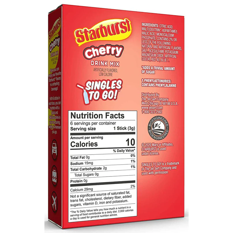 Starburst Zero Sugar Singles-to-Go - Cherry - 6 sticks - Image 2