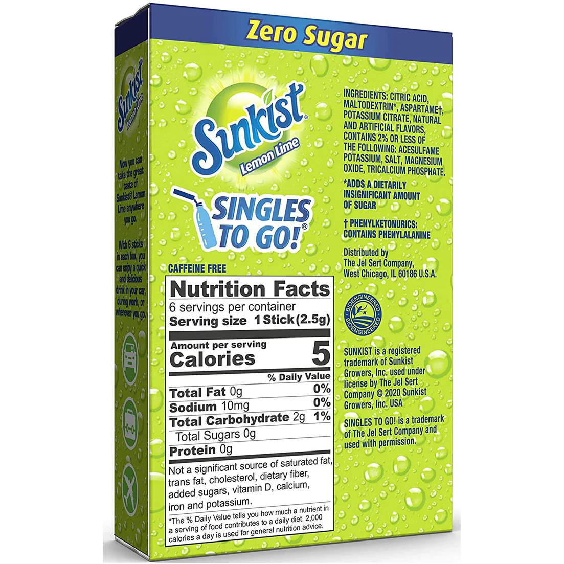 Sunkist Zero Sugar Singles-to-Go - Lemon Lime - 6 sticks - Image 2