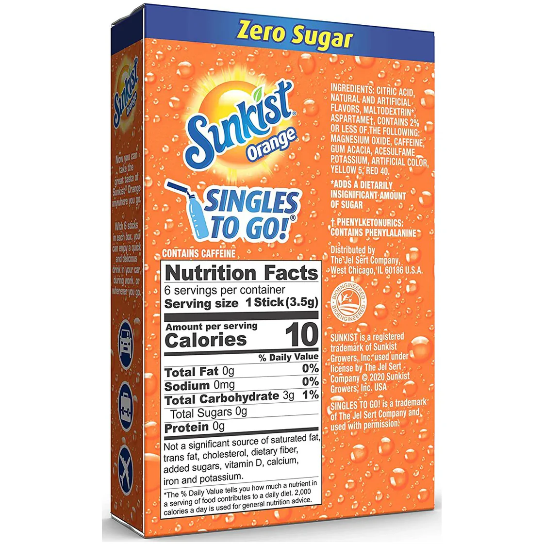 Sunkist Zero Sugar Singles-to-Go - Orange - 6 sticks - Image 2