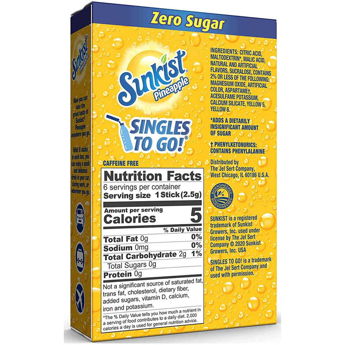 Sunkist Zero Sugar Singles-to-Go - Pineapple - 6 sticks - Image 2
