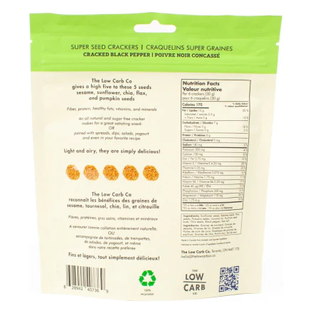 The Low Carb Co - Super Seed Keto Cracker - Cracked Pepper - 101g - Image 2