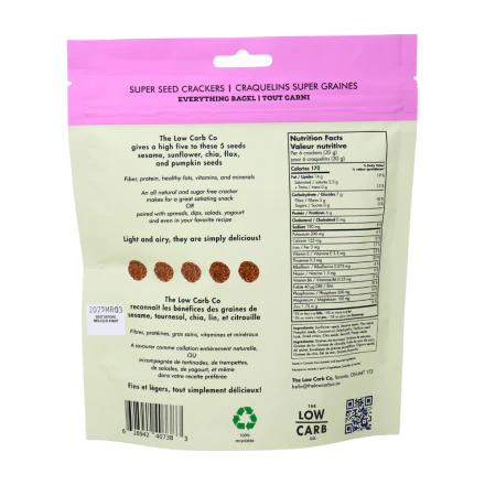 The Low Carb Co - Super Seed Keto Cracker - Everything Bagel - 101g - Image 2