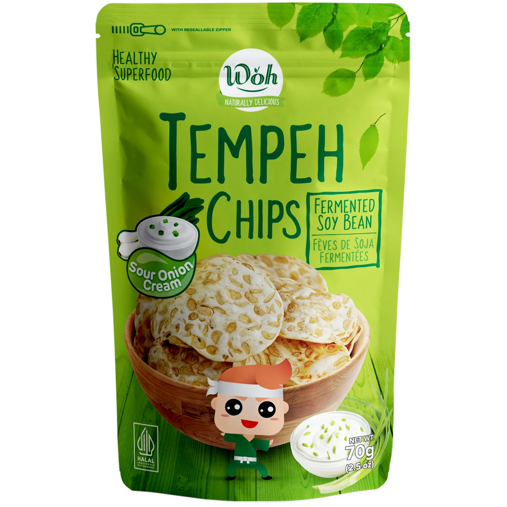 WOH - Tempeh Chips - Sour Cream & Onion - 70g