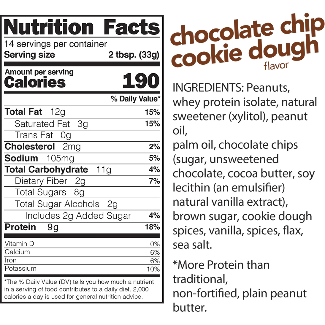 Nuts N More - High Protein Spread - Chocolate Chip Cookie Dough - 16 oz - Image 2