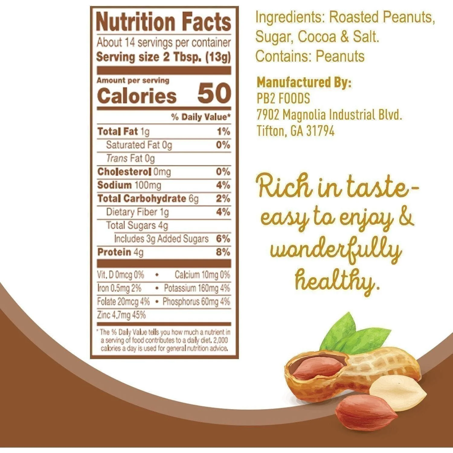 PB2 - Powdered Peanut Butter - With Cocoa - 16 oz - Image 2