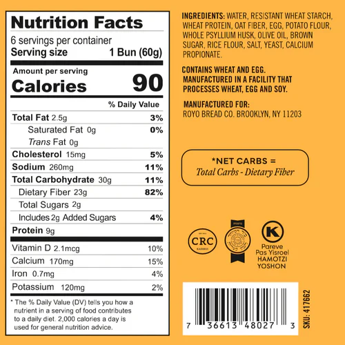 Royo Bread Company - Low Carb Burger Buns - 6 Buns - Image 2