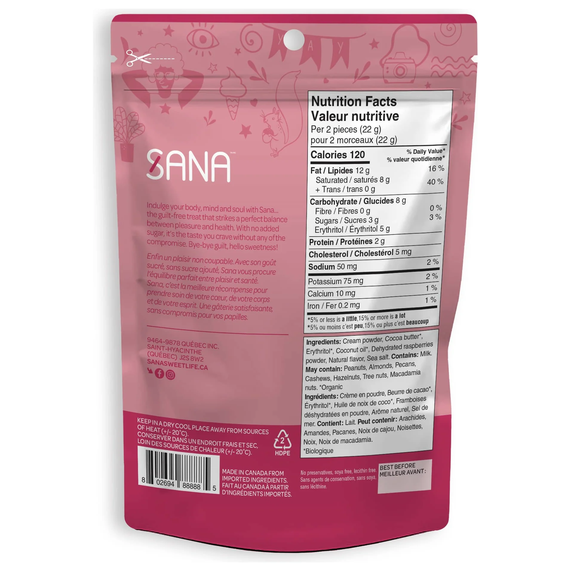 Sana - Chocolaty bites - White Chocolate Raspberry - 100g - Image 2